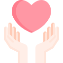 illustration of hands holding hovering heart shape